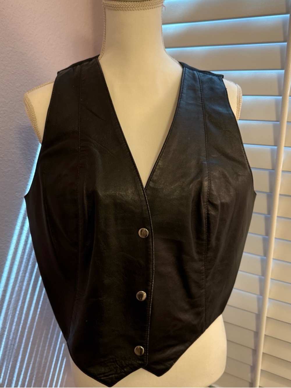 Women's Vintage Wilson’s Black Leather Vest
